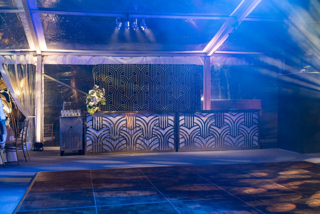 Gala Night Mauritius with clear marquee, chandeliers, Gatsby bar, tipi cocktail zone and elegant event styling