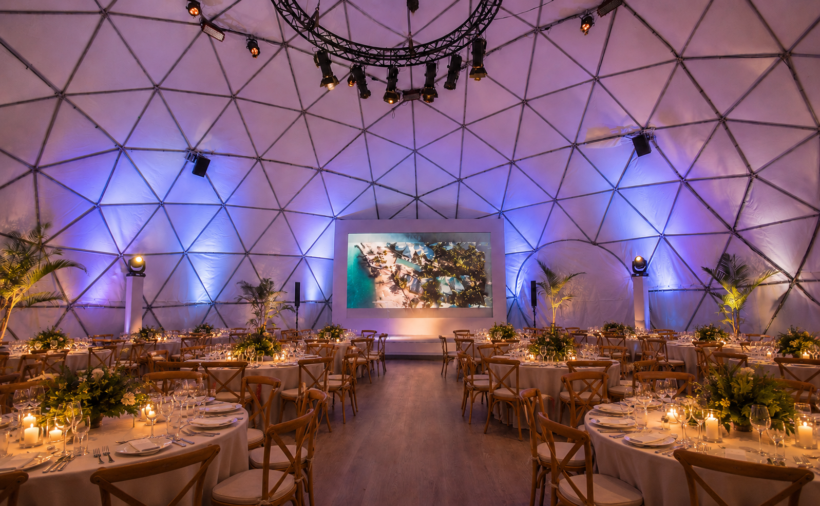 Corporate event venue Mauritius conference layout inside Grand Dome