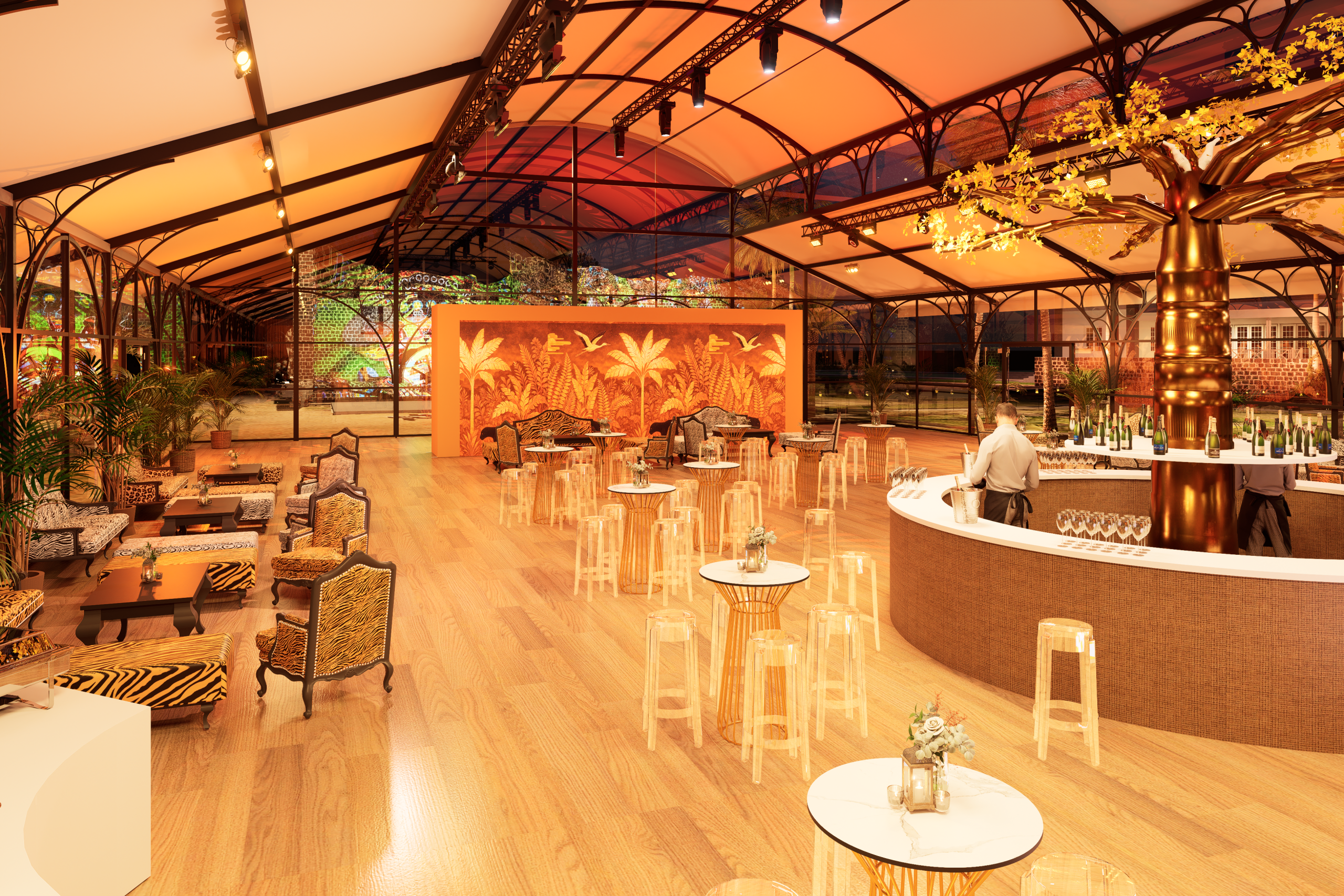 The Orangeraie transformed for an evening event
