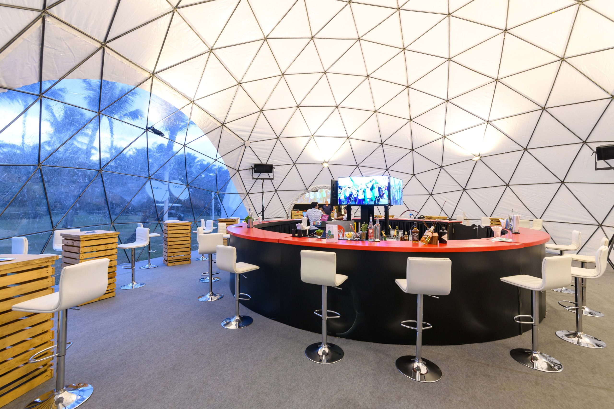 Event dome interior configured for a professional event