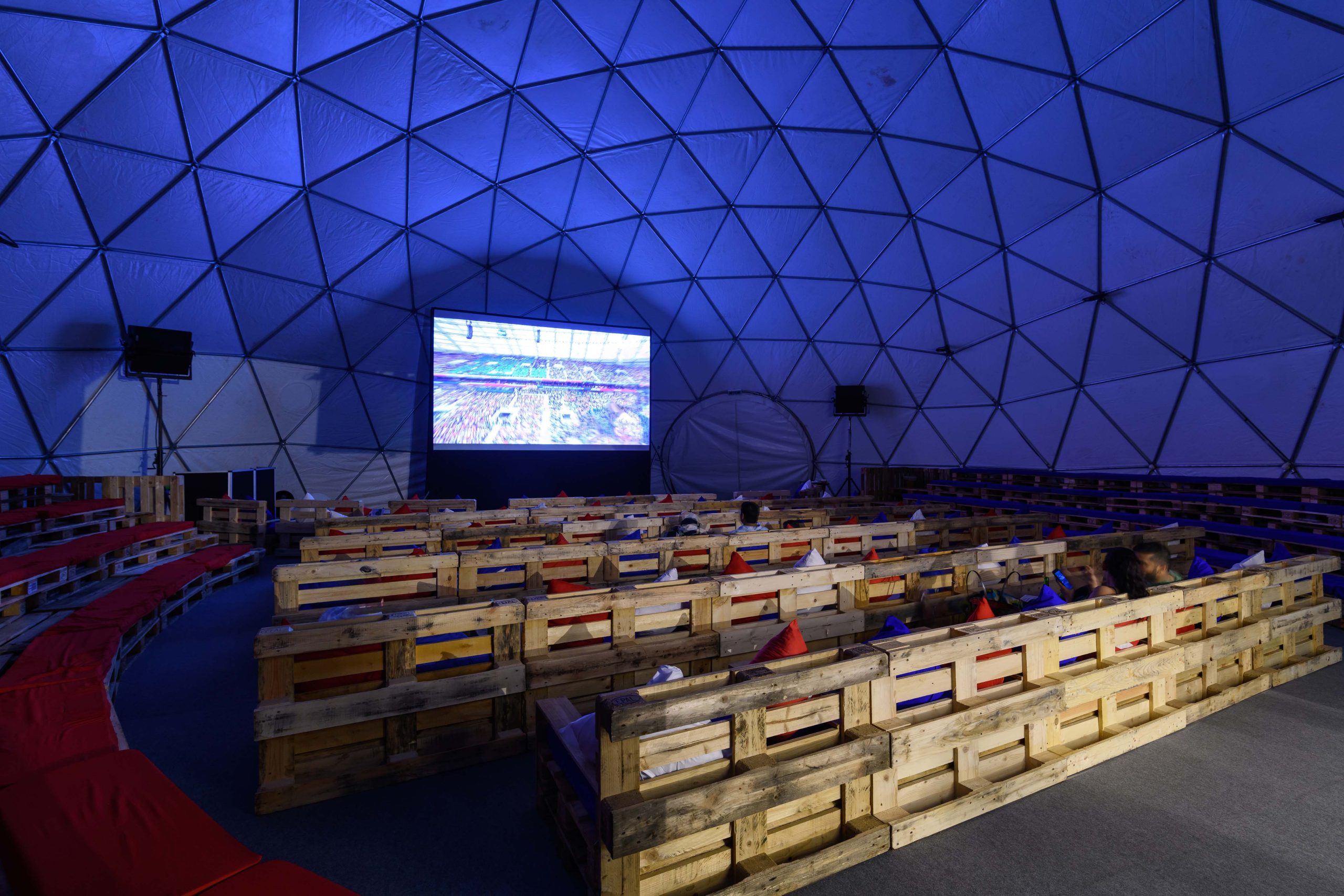 Reception and hospitality setup inside the IPG event dome
