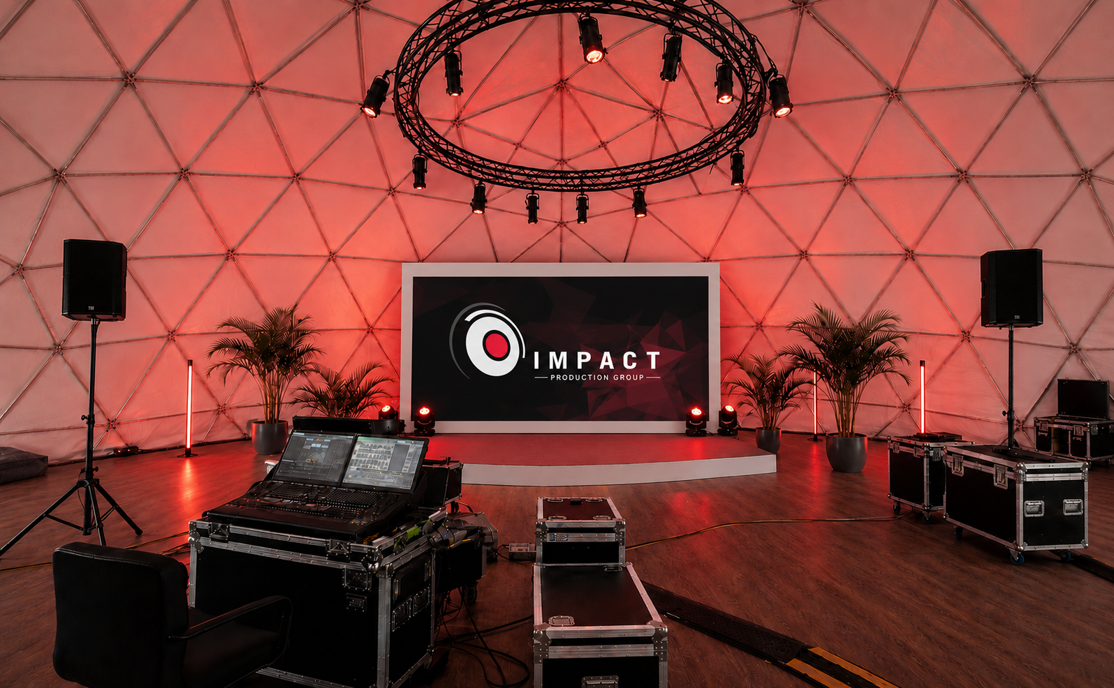 Event dome hire Mauritius Grand Dome stage and production setup at SPARC
